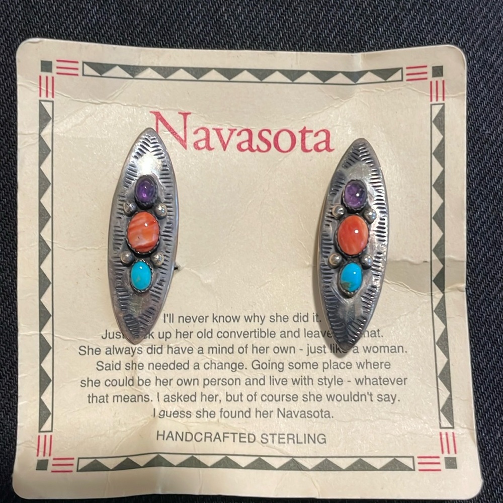 Silver Earrings with Multicolor Stones